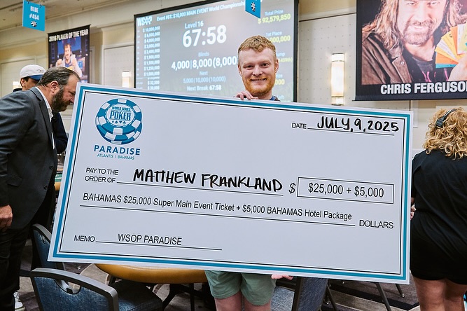 Matthew Frankland WSOP Main Event Bubble Boy