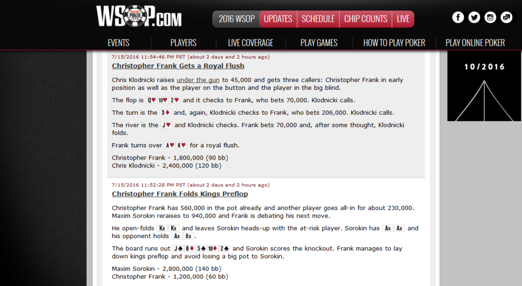 Der Live-Blog der WSOP