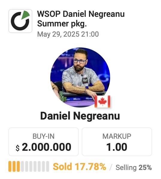Daniel Negreanu Summer pkg. WSOP - PokerStake