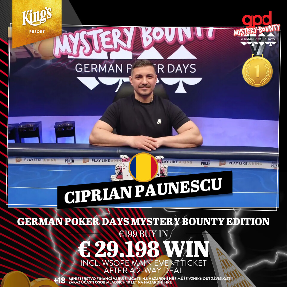 German Poker Days Mystery Bounty Edition Sieger: Ciprian Paunescu