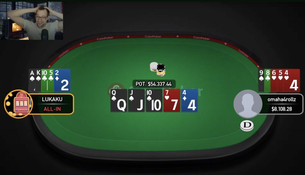 CoinPoker High Stakes: LUKAKU vs. Laszlo Bujtas "omaha4rollz" - Royal Flush