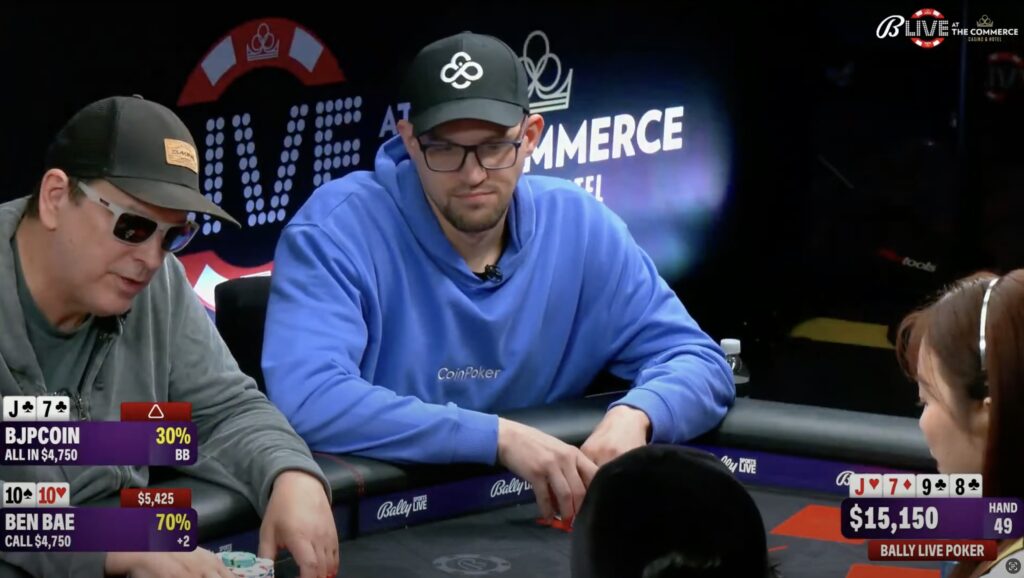 Live at the Commerce - Bobby James BJPCoin vs. Ben Bae - Top 2 Pair vs. Straight