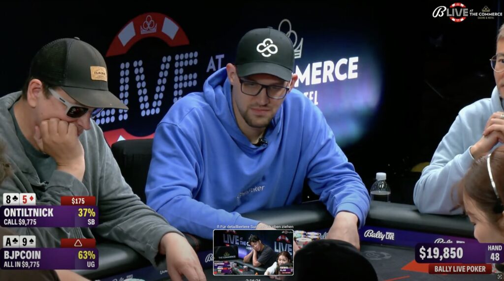 Live at the Commerce - Bobby James BJPCoin vs. OnTiltNick - ALL-IN preflop