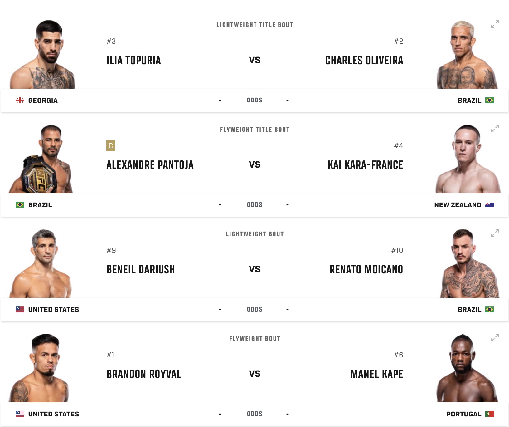 UFC 317 Fight Card