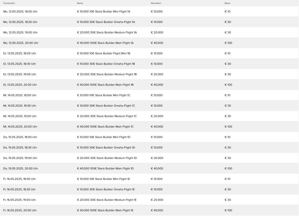 win2day 80000 Stack Builder Series Schedule