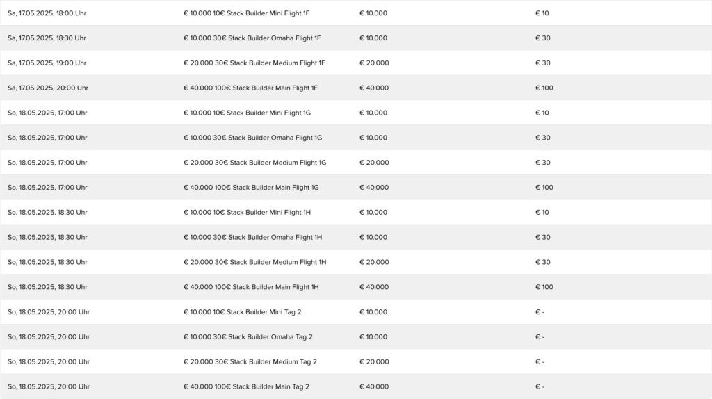 win2day 80000 Stack Builder Series Schedule